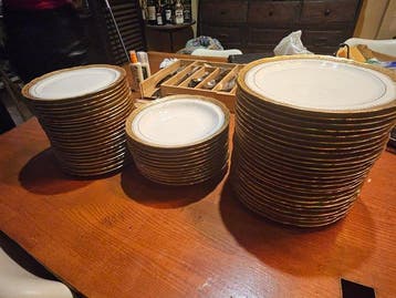 Raynaud & Cie Limoges double dorure a laga - Service de, Antiquités & Art
