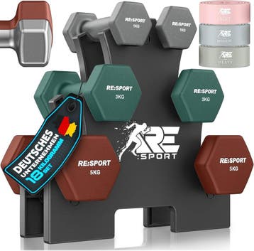 Dumbells set - Gewichten set - Halterset - 18 kg - RE:SPORT, Sport en Fitness, Verzenden, Nieuw