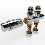 Universele chrome radiator-aansluitset (midden-onder-recht), Doe-het-zelf en Bouw, Ophalen of Verzenden, Nieuw