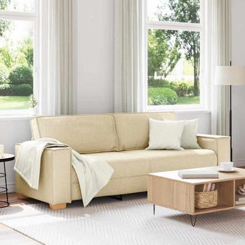 vidaXL 3-Zits Sofa Crème 220 cm Stof, Huis en Inrichting, Verzenden, Nieuw