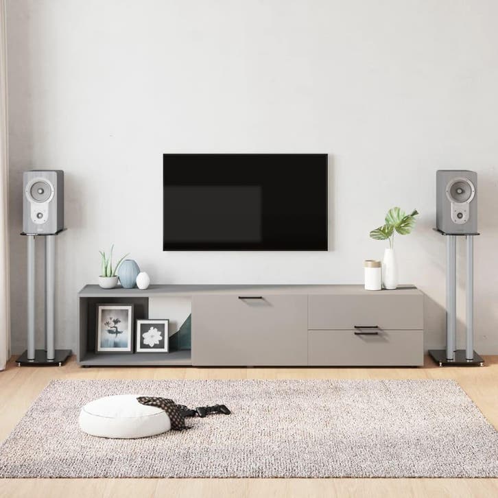 vidaXL Luidsprekerstandaards 2 st 3 pijlers gehard glas, TV, Hi-fi & Vidéo, Enceintes, Envoi