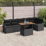vidaXL Tuinbank Set met kussen 7 pcs Zwart, Verzenden, Nieuw