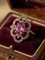 Zonder minimumprijs - Ring - 9 kt. Zilver, Roségoud Saffier, Nieuw