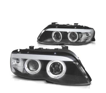 PHARES XÉNON BMW X5 E53 03-07 YEUX DANGE CCFL FOND NOIR, Verzenden