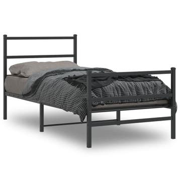 vidaXL Bedframe met hoofd- en voeteneinde metaal zwart, Verzenden