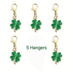5 gelukshangers - klaver - klavertje vier - goudlook - ge..., Bijoux, Sacs & Beauté, Bracelets à breloques, Ophalen of Verzenden