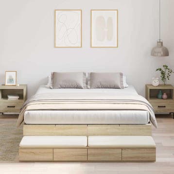 vidaXL Opbergbedframe met lade Sonoma Eik 150 cm Bewerkt, Verzenden, Nieuw
