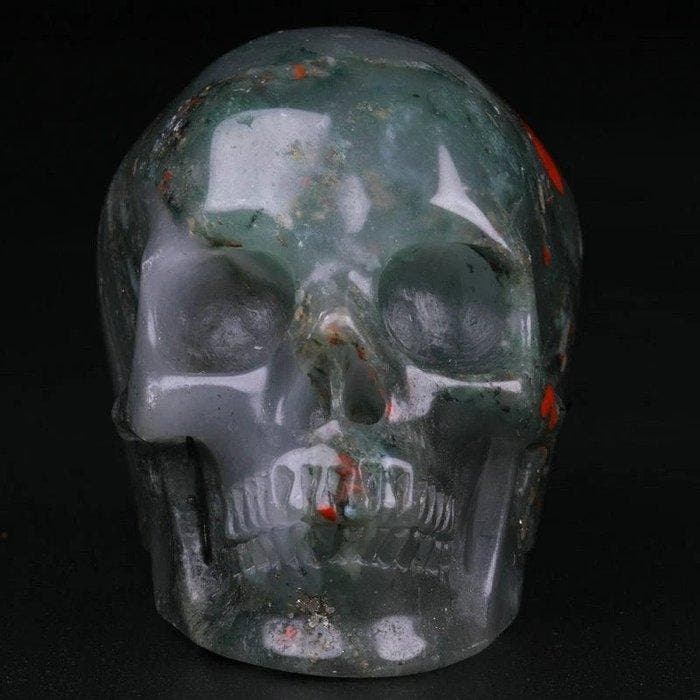 96 g – Heliotrop-Skull (rood doorbloed) – De Steen van, Verzamelen, Mineralen en Fossielen