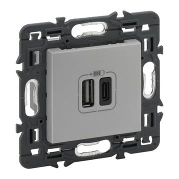 Legrand Valve 2XUSB Type A+C Dispositif complet Alu Avec Vis, Bricolage & Construction, Verzenden