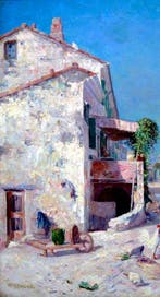 Paul Simons (1865-1932) - Rue animée en Provence