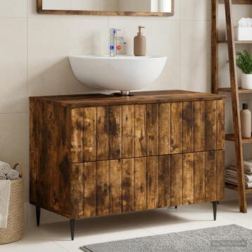 vidaXL Wastafel kabinet voor de badkamer ZWOLLE Gerookt, Verzenden