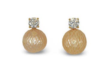 Argent 925 doré - perles Edison dorées gravées, quartz -, Antiek en Kunst