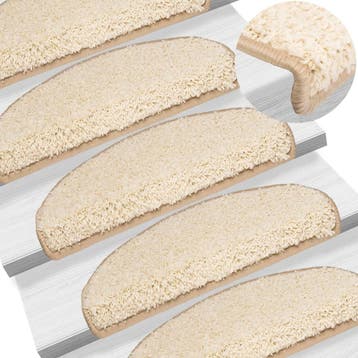 vidaXL Trapmatten 10 st 65x21x4 cm Crème Halfrond Groot, Verzenden, Nieuw