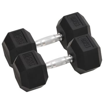 vidaXL Halters 2 st 15 kg totaal gietijzer, Sport en Fitness, Verzenden, Nieuw