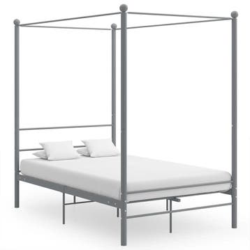 vidaXL Hemelbedframe metaal grijs 140x200 cm, Huis en Inrichting, Slaapkamer | Bedden, Verzenden, Nieuw