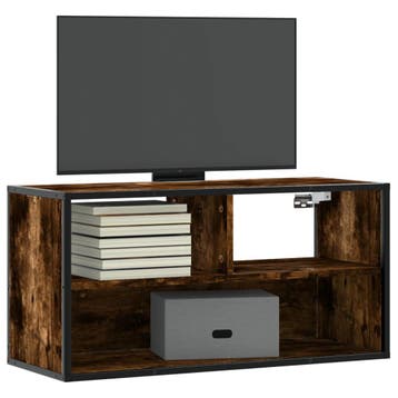 vidaXL Tv-meubel 80x31x39,5cm bewerkt hout metaal gerookt, Huis en Inrichting, Kasten |Televisiemeubels, Verzenden, Nieuw