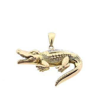 Bicolor gouden hanger van een krokodil met diamanten; 0,0..., Handtassen en Accessoires, Ophalen of Verzenden, Gebruikt, Goud