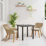 vidaXL Tuin Eettafel Set met kussen 3 pcs Beige poly rattan, Verzenden, Nieuw