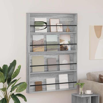 vidaXL Tijdschriftenrek met plank 2 st Grijs Sonoma 100 x 12, Verzenden