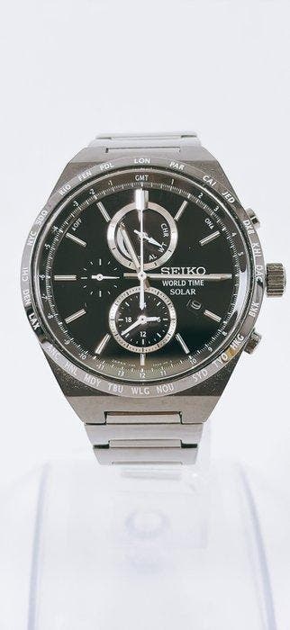 Seiko - World Time Solar SBPJ025 - Zonder minimumprijs -, Handtassen en Accessoires, Horloges | Antiek