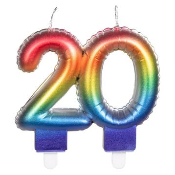 Regenboog Kaars 20 Jaar 8cm, Verzenden