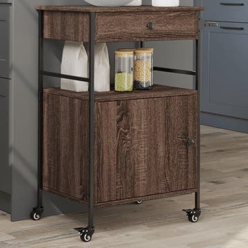 vidaXL Keukentrolley 56x43x89,5 cm bewerkt hout bruin, Verzenden