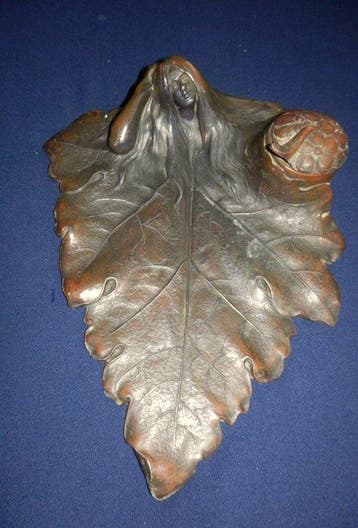 Fraaie bronzen Art nouveau Vide poche -Inktpot - Encrier -, Antiquités & Art