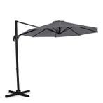 VONROC Parasol Bardolino Ø300cm – Zweefparasol | Grijs, Verzenden