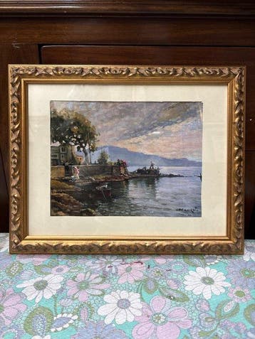 Italiaanse school (XX) - Veduta marittima di Torre del Greco, Antiek en Kunst