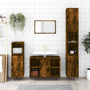 vidaXL Badkamerkast 30x30x100 cm bewerkt hout gerookt, Verzenden, Nieuw