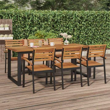 vidaXL Tuintafel met U-vormige poten 200x90x75 cm massief, Verzenden