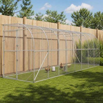 vidaXL Kippenhok Tegen de Muur zilver 600 x 150 x 215 cm, Verzenden, Nieuw