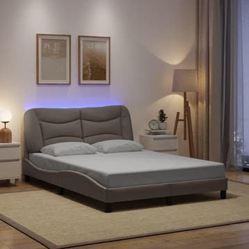 vidaXL Bedframe met LED zonder matras Hvar 120x200 cm stof, Verzenden