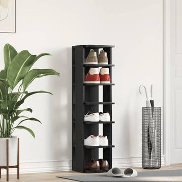 vidaXL Schoenenkast 25x27x102 cm bewerkt hout zwart, Verzenden, Nieuw