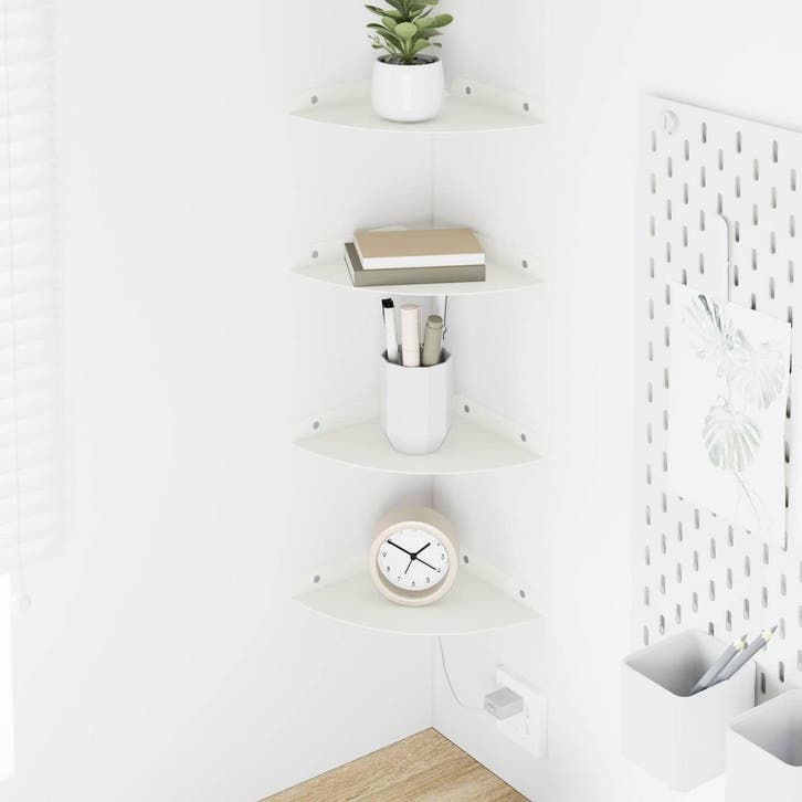 vidaXL Hoek Plank 4 st Wit 18 x 18 x 2 cm, Maison & Meubles, Armoires | Armoires murales, Envoi