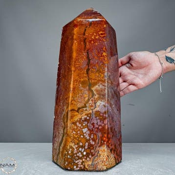 Zeer zeldzame oceaanjaspis „8e ader“ obelisk – Topkwaliteit