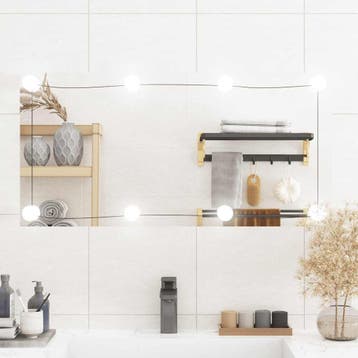vidaXL Wandspiegel met LEDs rechthoekig 40x80 cm glas, Verzenden, Nieuw