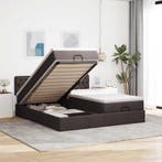 vidaXL Ottoman bed met matrassen 180x200cm stof donkerbruin, Verzenden, Nieuw