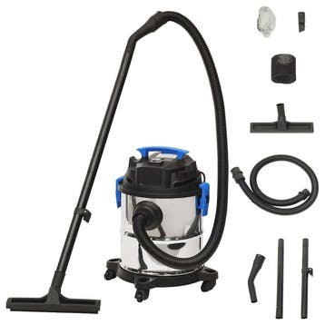 vidaXL Nat- en droogzuiger 1200 W 20 L zilverkleurig, Verzenden