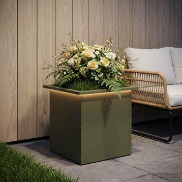 vidaXL Tuinplantenbak met led Olijfgroen 40 x 40 x 40 cm, Verzenden, Nieuw