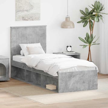vidaXL Bedframe Betonnen Grijs 75 x 190 cm Massief, Huis en Inrichting, Verzenden, Nieuw