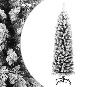 vidaXL Kunstkerstboom met sneeuw smal 150 cm PVC groen, Verzenden
