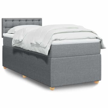 vidaXL Boxspring met matras stof lichtgrijs 90x200 cm, Verzenden, Nieuw