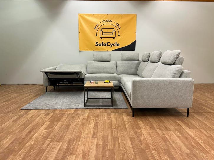 Grijze hoekzetel met elek. relaxfunctie / SofaCycle, Huis en Inrichting, Zetels | Zetels, Nieuw, Ophalen of Verzenden