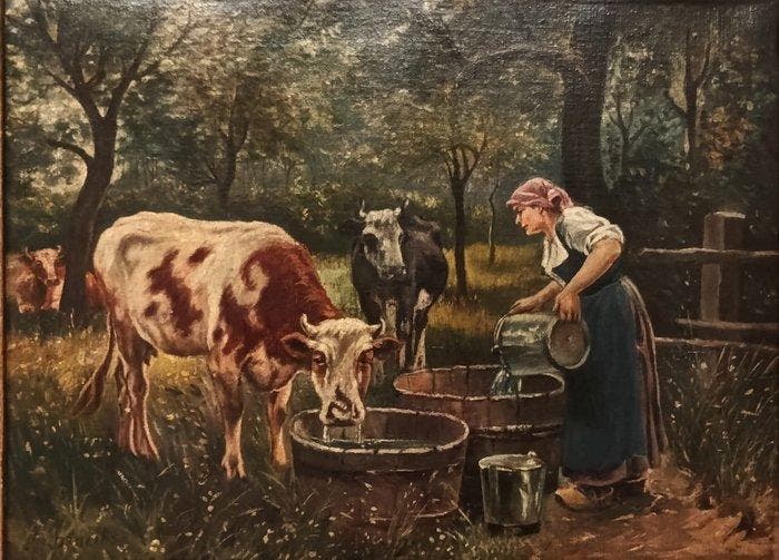 Anton Braith (1836-1905), Atribuido a - Escena rural, Antiquités & Art, Art | Peinture | Classique
