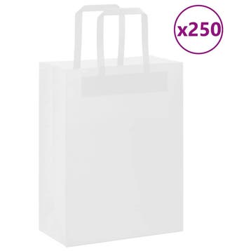 vidaXL Papieren zakken 250 st met hengsels 21x11x28 cm wit, Divers, Emballage cadeau, Verzenden