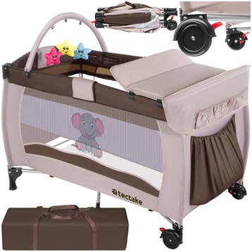 Reisbed olifant 132x75x104cm met commode en tas - bruin, Verzenden, Nieuw