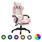 vidaXL Racestoel met RGB LED-verlichting kunstleer roze en, Verzenden