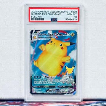 Pokémon Graded card - Surfing Pikachu VMAX #009 2021 Pokemon, Hobby en Vrije tijd, Nieuw
