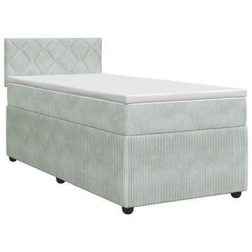 vidaXL Boxspringbed met matras Lichtgrijs 90 x 200 cm, Verzenden, Nieuw